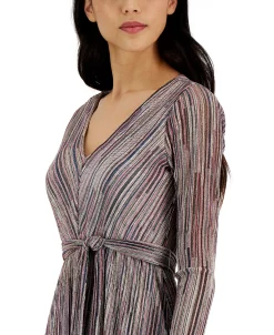 Anne Klein Women's V-Neck Maxi Pleated Long-Sleeve Dress -Adrianna Papell Sales Shop 22979784 fpx