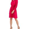 Anne Klein Women's V-Neck Pleated-Long-Sleeve Dress