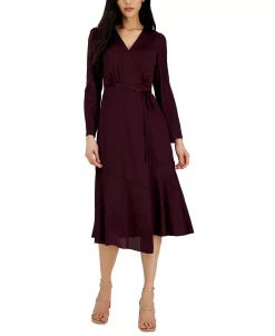 INC International Concepts Women's V-Neck Faux-Wrap Dress, Created For Macy's -Adrianna Papell Sales Shop 22980343 fpx
