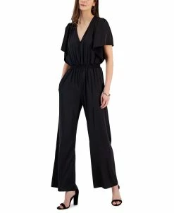 INC International Concepts Women's V-Neck Flutter-Sleeve Jumpsuit, Created For Macy's