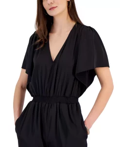 INC International Concepts Women's V-Neck Flutter-Sleeve Jumpsuit, Created For Macy's -Adrianna Papell Sales Shop 22981689 fpx