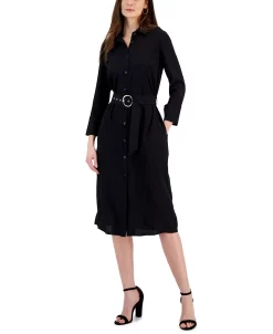 INC International Concepts Women's Belted Shirtdress, Created For Macy's -Adrianna Papell Sales Shop 22981691 fpx