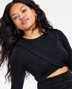 Bar III Women's Twist Cutout Long-Sleeve Bodycon Dress, Created For Macy's -Adrianna Papell Sales Shop 22997611 fpx