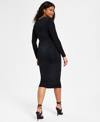 Women's Twist Cutout Long-Sleeve Bodycon Dress, Created For Macy's Bar III Women's Twist Cutout Long-Sleeve Bodycon Dress, Created For Macy's -Adrianna Papell Sales Shop