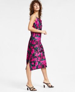 Bar III Women's Printed Sleeveless Midi Slip Dress, Created For Macy's -Adrianna Papell Sales Shop 23009882 fpx
