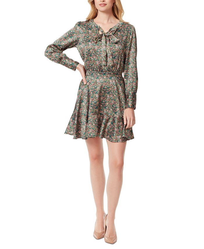 Women's Davina Floral-Print Tie-Neck Mini Dress Jessica Simpson Women's Davina Floral-Print Tie-Neck Mini Dress -Adrianna Papell Sales Shop
