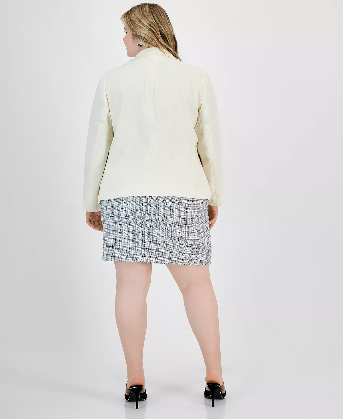 Plus Size Faux Double Breasted Blazer, Twist-Neck Sweater & Tweed Skirt, Created For Macy's Bar III Plus Size Faux Double Breasted Blazer, Twist-Neck Sweater & Tweed Skirt, Created For Macy's -Adrianna Papell Sales Shop