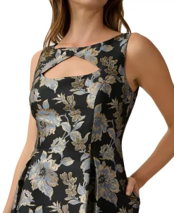 Adrianna Papell Women's Keyhole Metallic Jacquard Dress -Adrianna Papell Sales Shop 23021994 fpx