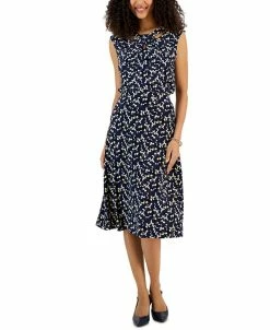 Kasper Women's Floral-Print Twist-Neck Top & Midi Flare Skirt
