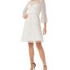 Adrianna Papell Women's Illusion-Detail Flare-Sleeve A-Line Dress -Adrianna Papell Sales Shop 23034070 fpx