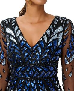 Adrianna Papell Women's Beaded V-Neck Sheath Dress -Adrianna Papell Sales Shop 23034295 fpx