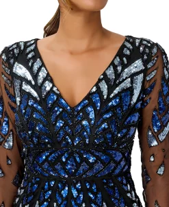 Adrianna Papell Women's Beaded V-Neck Sheath Dress -Adrianna Papell Sales Shop 23034295 fpx