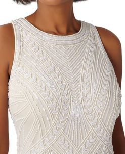 Adrianna Papell Women's High-Neck Embellished Sheath Dress -Adrianna Papell Sales Shop 23034422 fpx