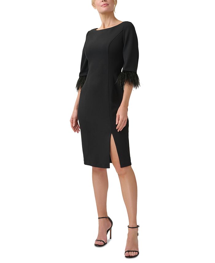 Women's Feather-Trim Sheath Dress Adrianna Papell Women's Feather-Trim Sheath Dress -Adrianna Papell Sales Shop