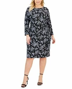 Kasper Plus Size Floral Faux-Wrap Pullover Dress