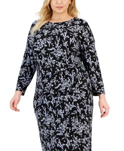 Kasper Plus Size Floral Faux-Wrap Pullover Dress -Adrianna Papell Sales Shop 23046007 fpx