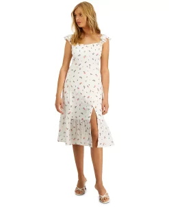 And Now This Women's Ruffled Side Front Slit Midi Dress 10 And Now This Women's Ruffled Side Front Slit Midi Dress -Adrianna Papell Sales Shop 23046190 fpx