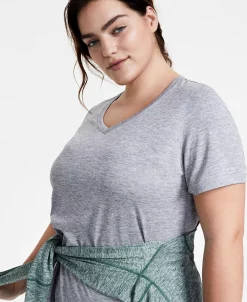 ID Ideology Women's Essentials Rapidry Heathered Performance T-Shirt, XS-4X, Created For Macy's -Adrianna Papell Sales Shop 23046557 fpx