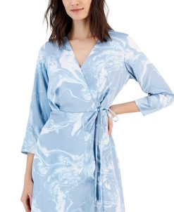 Alfani Women's Printed 3/4-Sleeve Midi Satin Wrap Dress, Created For Macy's -Adrianna Papell Sales Shop 23087633 fpx