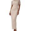Papell Studio Women's Round-Neck Beaded Short-Sleeve Gown -Adrianna Papell Sales Shop 23088305 fpx