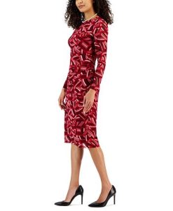 Kasper Women's Side-Pleated Printed Midi Dress -Adrianna Papell Sales Shop 23109890 fpx