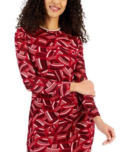 Kasper Women's Side-Pleated Printed Midi Dress -Adrianna Papell Sales Shop 23109891 fpx