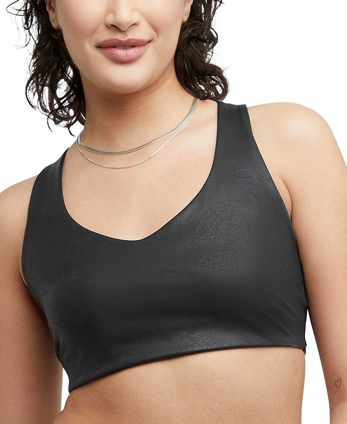 Champion Women's Soft Touch Faux-Leather Low-Impact Sports Bra 3 Champion Women's Soft Touch Faux-Leather Low-Impact Sports Bra
