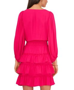 Vince Camuto Women's V-Neck Balloon-Sleeve Tiered Dress -Adrianna Papell Sales Shop 23186200 fpx