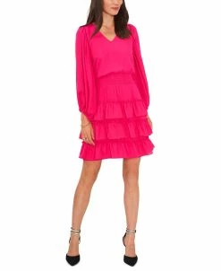 Vince Camuto Women's V-Neck Balloon-Sleeve Tiered Dress