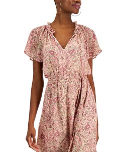 INC International Concepts Women's Paisley Flutter-Sleeve Midi Dress, Created For Macy's -Adrianna Papell Sales Shop 23219834 fpx