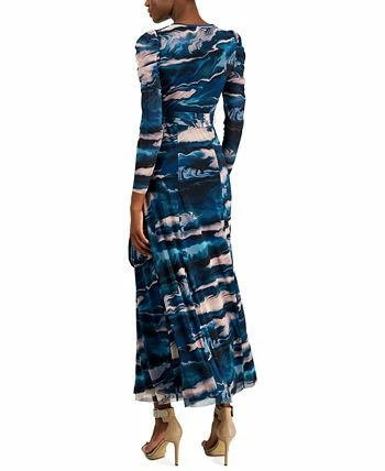 Anne Klein Women's Printed Puff-Sleeve Maxi Dress 4 Anne Klein Women's Printed Puff-Sleeve Maxi Dress - Image 2