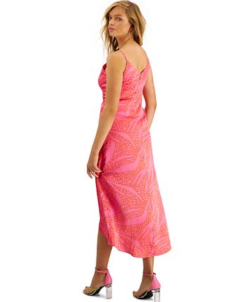 Women's Twist Detail Printed Faux Wrap Dress, Created For Macy's Bar III Women's Twist Detail Printed Faux Wrap Dress, Created For Macy's -Adrianna Papell Sales Shop
