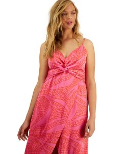 Bar III Women's Twist Detail Printed Faux Wrap Dress, Created For Macy's 5 Bar III Women's Twist Detail Printed Faux Wrap Dress, Created For Macy's -Adrianna Papell Sales Shop 23220399 fpx