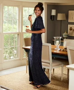 Adrianna Papell Women's Burnout Velvet Flutter-Sleeve Gown 7 Adrianna Papell Women's Burnout Velvet Flutter-Sleeve Gown -Adrianna Papell Sales Shop 23220453 fpx