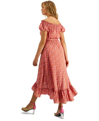Women's Off-The-Shoulder Printed Puff-Sleeve Maxi Dress, Created For Macy's Bar III Women's Off-The-Shoulder Printed Puff-Sleeve Maxi Dress, Created For Macy's -Adrianna Papell Sales Shop