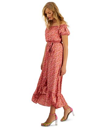 Women's Off-The-Shoulder Printed Puff-Sleeve Maxi Dress, Created For Macy's Bar III Women's Off-The-Shoulder Printed Puff-Sleeve Maxi Dress, Created For Macy's -Adrianna Papell Sales Shop