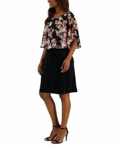 Connected Women's Swiss-Dot Cape Sheath Dress 9 Connected Women's Swiss-Dot Cape Sheath Dress -Adrianna Papell Sales Shop 23220711 fpx
