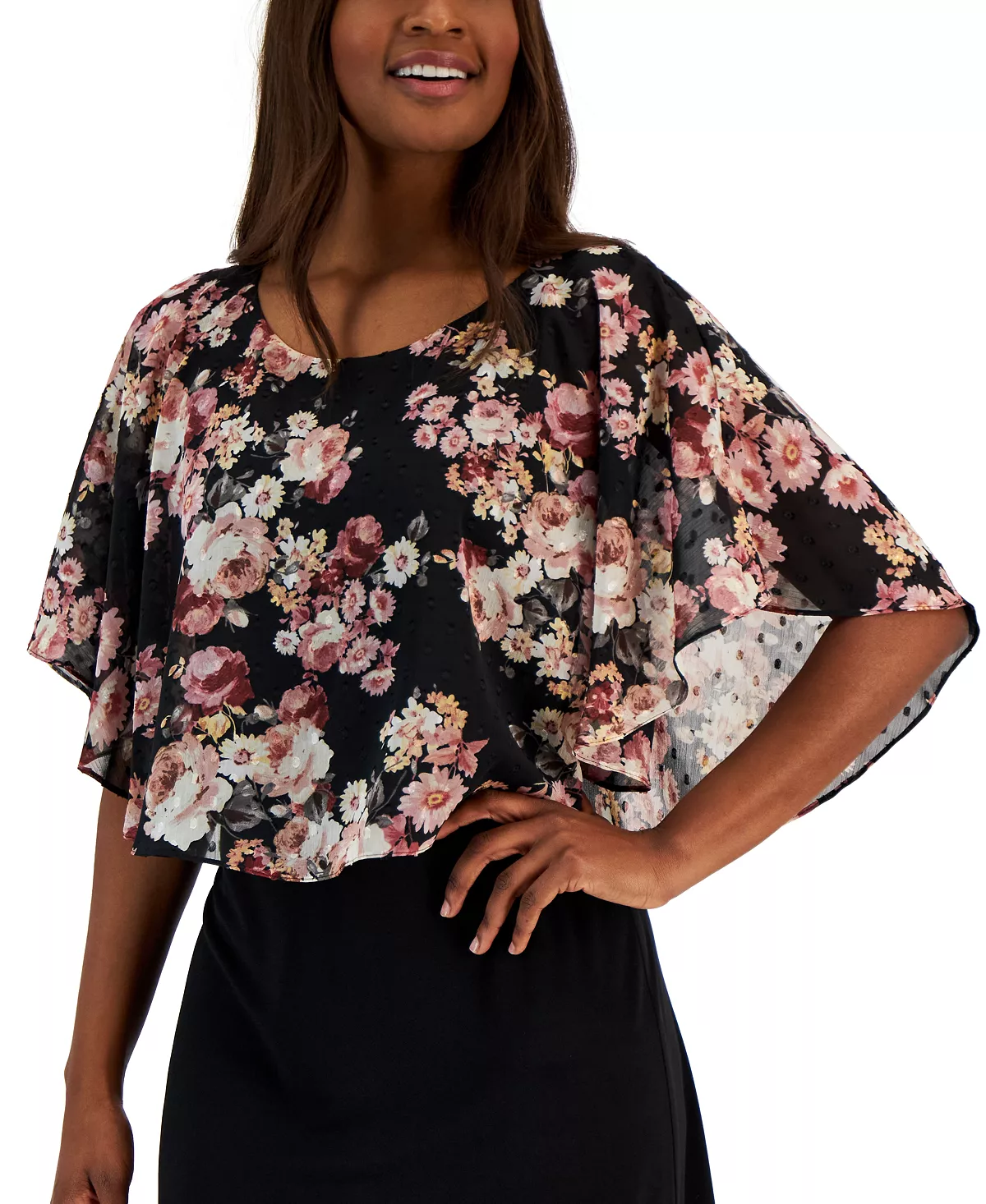 Connected Women's Swiss-Dot Cape Sheath Dress 6 Connected Women's Swiss-Dot Cape Sheath Dress - Image 4