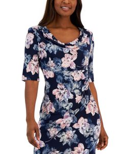 Connected Women's Floral-Print Elbow-Sleeve Sheath Dress -Adrianna Papell Sales Shop 23220730 fpx