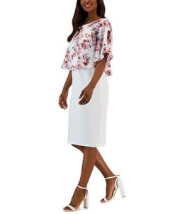 Connected Women's Swiss-Dot Cape Sheath Dress -Adrianna Papell Sales Shop 23220739 fpx