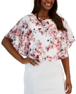 Connected Women's Swiss-Dot Cape Sheath Dress -Adrianna Papell Sales Shop 23220740 fpx