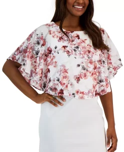 Connected Women's Swiss-Dot Cape Sheath Dress 10 Connected Women's Swiss-Dot Cape Sheath Dress -Adrianna Papell Sales Shop 23220740 fpx