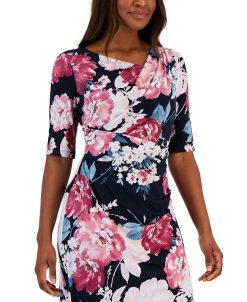 Connected Women's Floral-Print Elbow-Sleeve Sheath Dress -Adrianna Papell Sales Shop 23220745 fpx