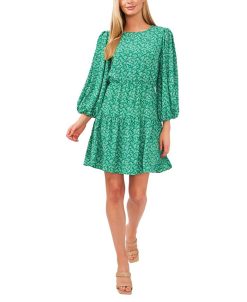 CeCe Sakura Delight Puff-Sleeve Dress