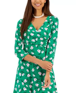 Kasper Women's Maura Printed Surplice-Neck Dress 6 Kasper Women's Maura Printed Surplice-Neck Dress -Adrianna Papell Sales Shop 23289580 fpx