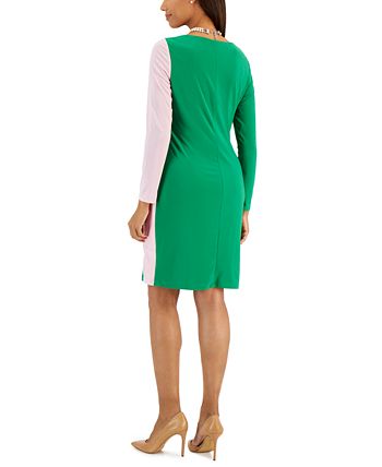 Women's Quinn Colorblocked Boat-Neck Dress Kasper Women's Quinn Colorblocked Boat-Neck Dress -Adrianna Papell Sales Shop