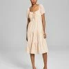 And Now This Women's Milkmaid Tiered Midi Dress 1 And Now This Women's Milkmaid Tiered Midi Dress -Adrianna Papell Sales Shop 23304421 fpx