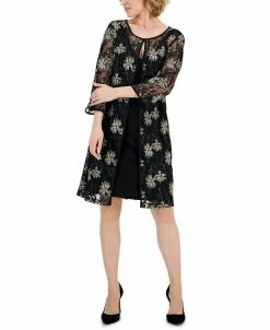 Connected Women's Mesh Elbow-Sleeve Jacket Dress