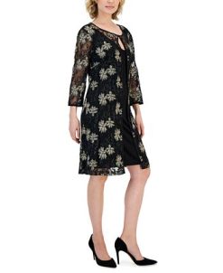 Connected Women's Mesh Elbow-Sleeve Jacket Dress -Adrianna Papell Sales Shop 23305233 fpx