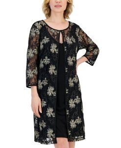 Connected Women's Mesh Elbow-Sleeve Jacket Dress -Adrianna Papell Sales Shop 23305234 fpx